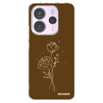 Picasee silikonový průhledný obal pro Xiaomi Redmi Note 14 4G - Brown flowers