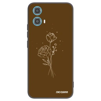 Picasee silikonový černý obal pro Motorola Moto G34 5G - Brown flowers