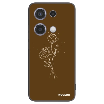 Picasee silikonový černý obal pro Xiaomi Redmi Note 14S - Brown flowers