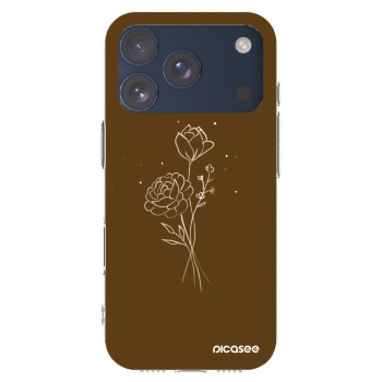 Picasee silikonový průhledný obal pro Apple iPhone 17 Pro - Brown flowers