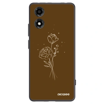 Picasee silikonový černý obal pro Motorola Moto E14 - Brown flowers