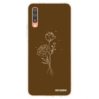 Picasee silikonový průhledný obal pro Samsung Galaxy A70 A705F - Brown flowers