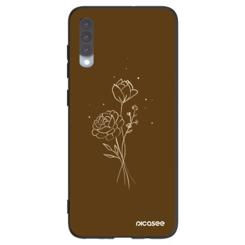 Picasee silikonový černý obal pro Samsung Galaxy A70 A705F - Brown flowers