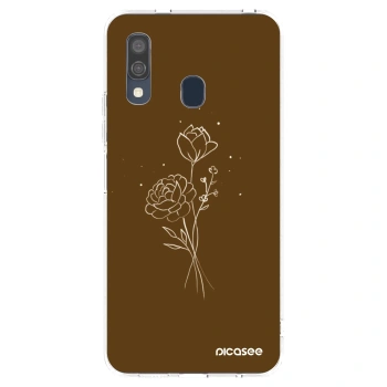 Picasee silikonový průhledný obal pro Samsung Galaxy A40 A405F - Brown flowers