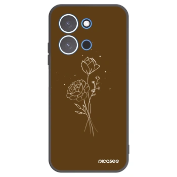 Picasee silikonový černý obal pro Xiaomi Redmi 15C 4G - Brown flowers
