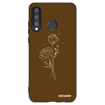 Picasee silikonový černý obal pro Huawei P30 Lite - Brown flowers