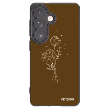 Picasee silikonový černý obal pro Samsung Galaxy S26 - Brown flowers
