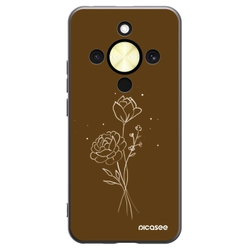 Picasee silikonový černý obal pro Honor Magic8 Lite 5G - Brown flowers