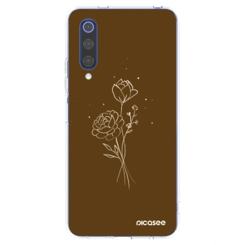 Picasee silikonový průhledný obal pro Xiaomi Mi 9 SE - Brown flowers