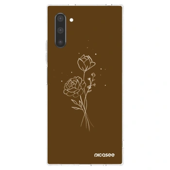 Picasee silikonový průhledný obal pro Samsung Galaxy Note 10 N970F - Brown flowers