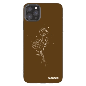 Picasee silikonový průhledný obal pro Apple iPhone 11 Pro Max - Brown flowers