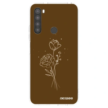 Picasee silikonový průhledný obal pro Xiaomi Redmi Note 8 - Brown flowers