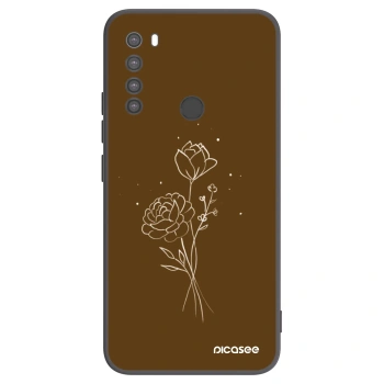 Picasee silikonový černý obal pro Xiaomi Redmi Note 8 - Brown flowers