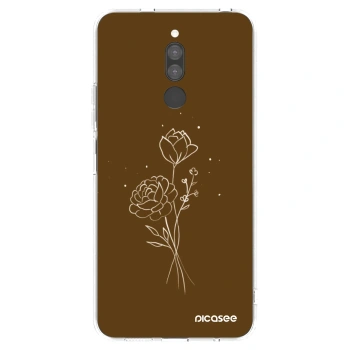 Picasee silikonový průhledný obal pro Xiaomi Redmi 8 - Brown flowers