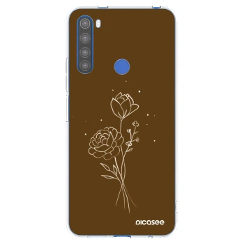 Picasee silikonový průhledný obal pro Xiaomi Redmi Note 8T - Brown flowers