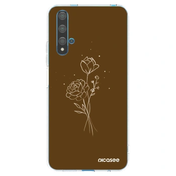 Picasee silikonový průhledný obal pro Huawei Nova 5T - Brown flowers