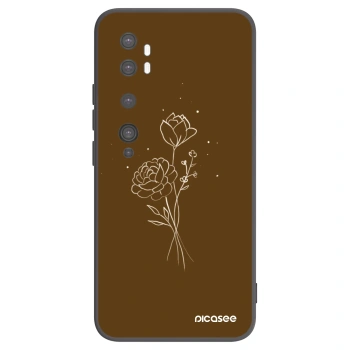 Picasee silikonový černý obal pro Xiaomi Mi Note 10 (Pro) - Brown flowers