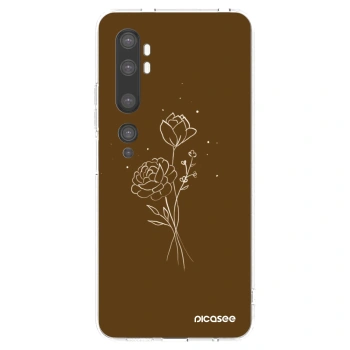 Picasee silikonový průhledný obal pro Xiaomi Mi Note 10 (Pro) - Brown flowers