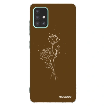 Picasee silikonový průhledný obal pro Samsung Galaxy A51 A515F - Brown flowers