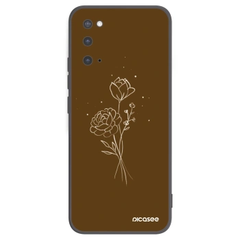 Picasee silikonový černý obal pro Samsung Galaxy S20 G980F - Brown flowers