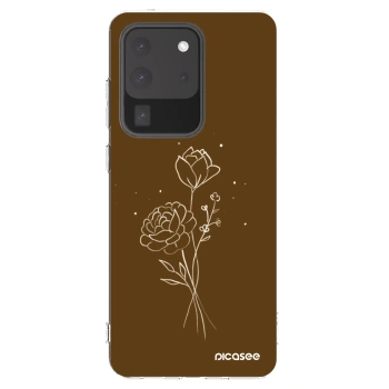 Picasee silikonový průhledný obal pro Samsung Galaxy S20 Ultra 5G G988F - Brown flowers