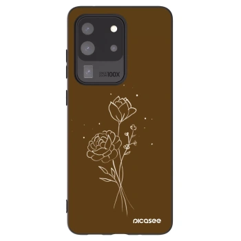 Picasee silikonový černý obal pro Samsung Galaxy S20 Ultra 5G G988F - Brown flowers