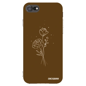 Picasee silikonový průhledný obal pro Apple iPhone SE 2020 - Brown flowers