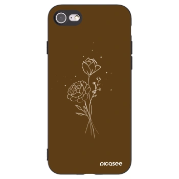 Picasee silikonový černý obal pro Apple iPhone SE 2020 - Brown flowers