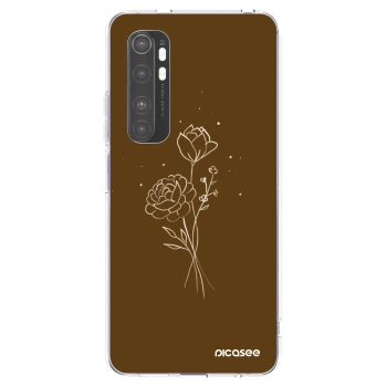 Picasee silikonový průhledný obal pro Xiaomi Mi Note 10 Lite - Brown flowers