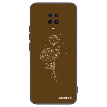 Picasee silikonový černý obal pro Xiaomi Redmi Note 9S - Brown flowers