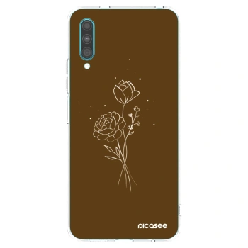 Picasee silikonový průhledný obal pro Samsung Galaxy A30s A307F - Brown flowers