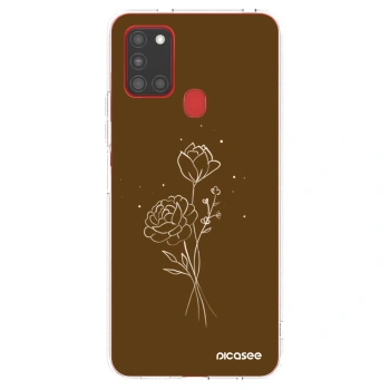 Picasee silikonový průhledný obal pro Samsung Galaxy A21s - Brown flowers