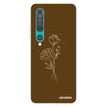 Picasee silikonový průhledný obal pro Xiaomi Mi 10 - Brown flowers