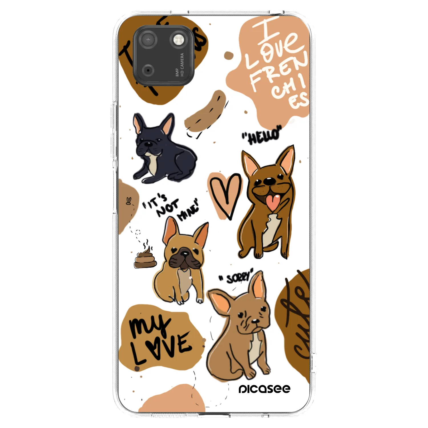 Picasee silikonový průhledný obal pro Huawei Y5P - Frenchies