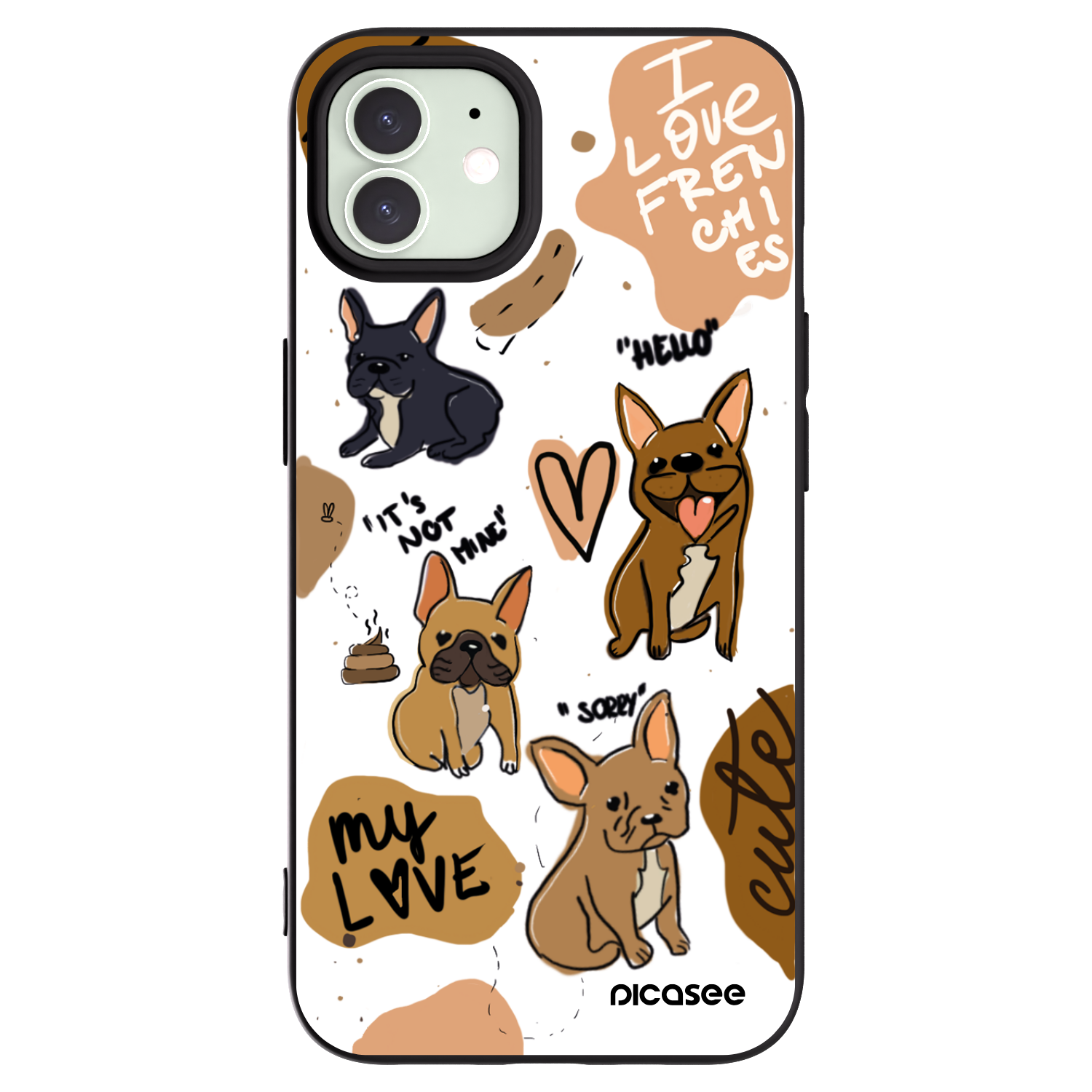Picasee silikonový černý obal pro Apple iPhone 12 - Frenchies