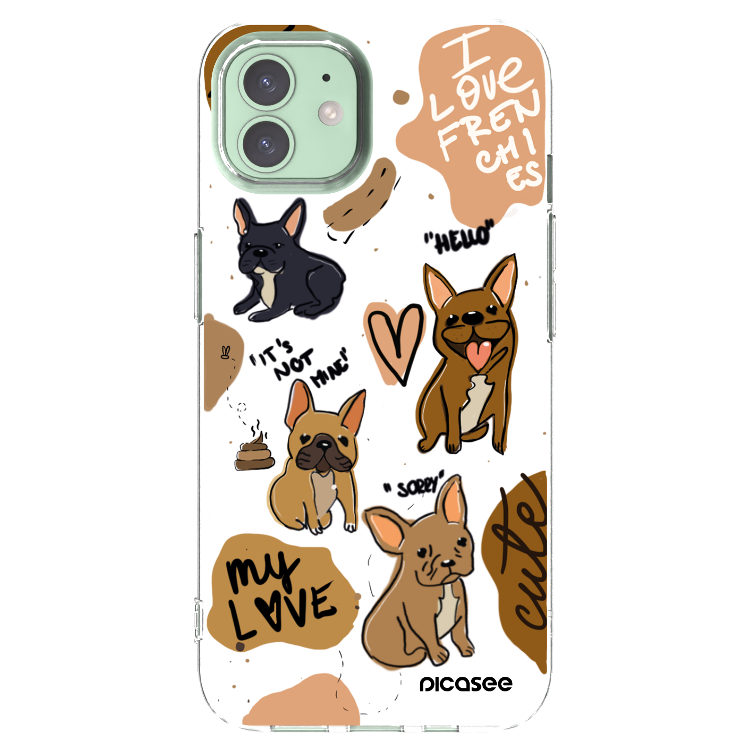 Picasee silikonový průhledný obal pro Apple iPhone 12 - Frenchies