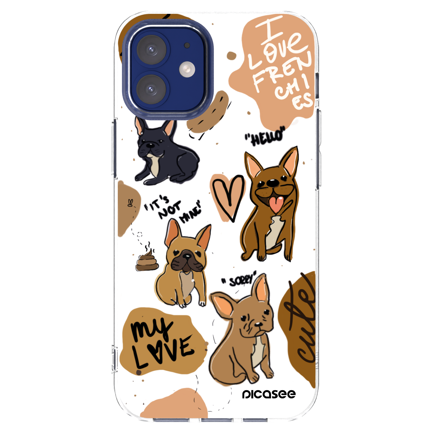 Picasee silikonový průhledný obal pro Apple iPhone 12 mini - Frenchies