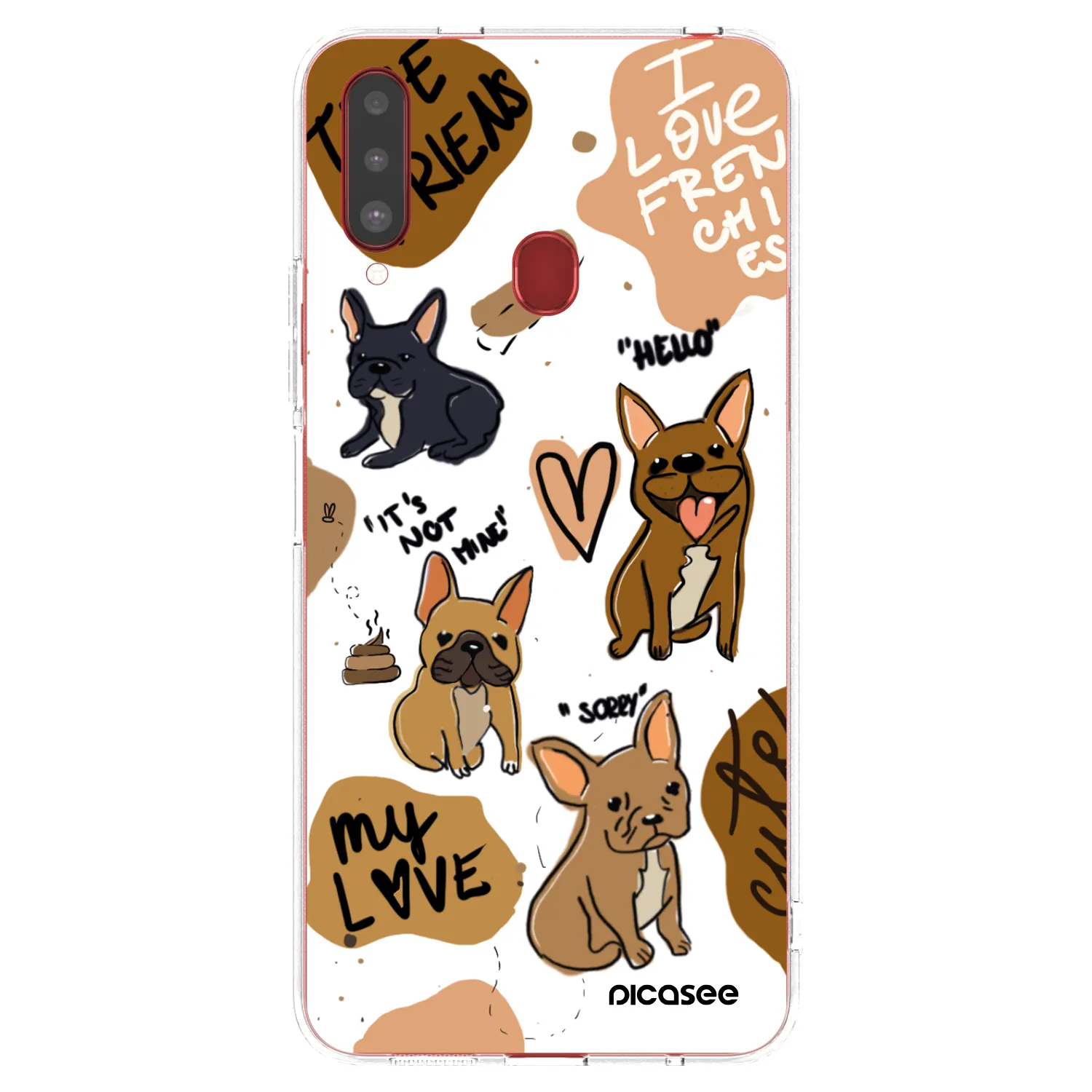 Picasee silikonový průhledný obal pro Samsung Galaxy A20s - Frenchies