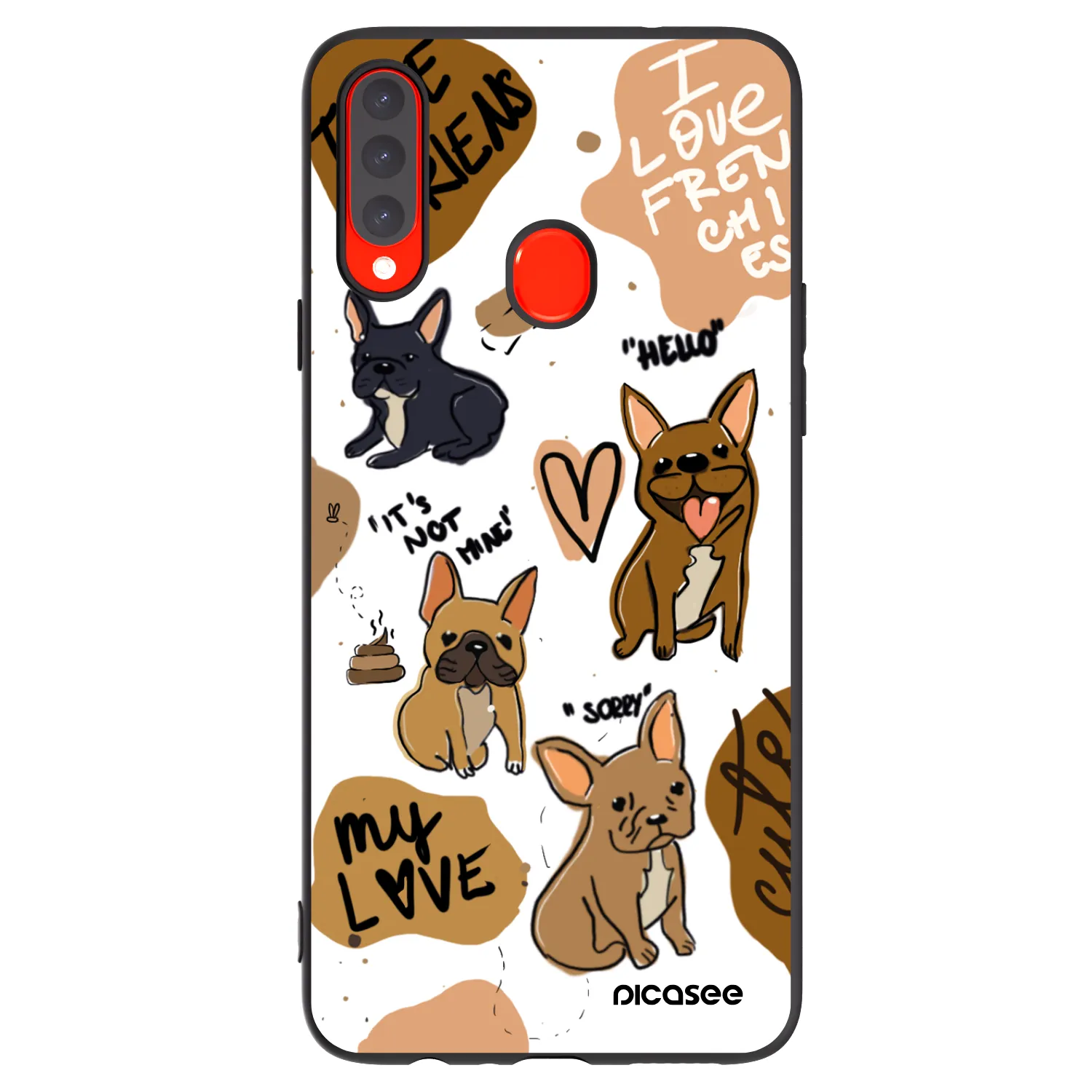 Picasee silikonový černý obal pro Samsung Galaxy A20s - Frenchies