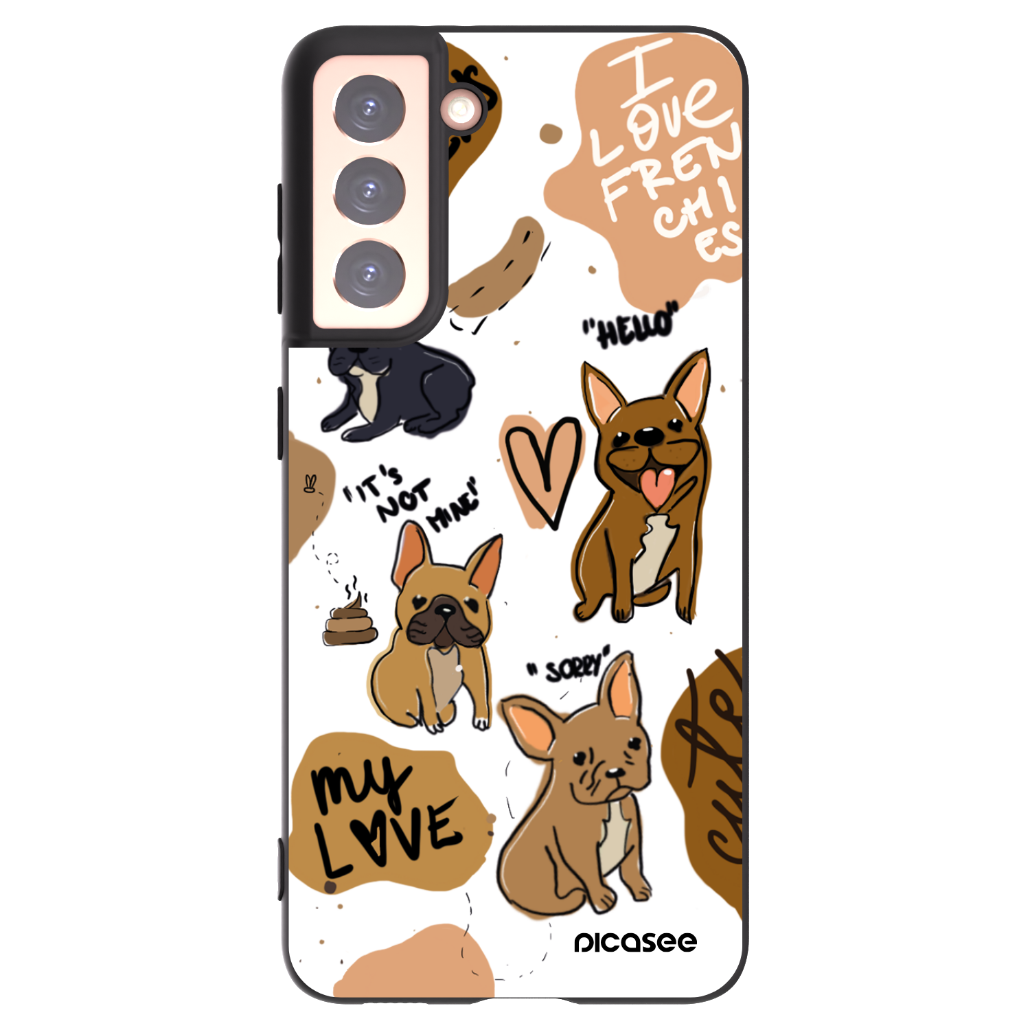 Picasee silikonový černý obal pro Samsung Galaxy S21 5G G991B - Frenchies
