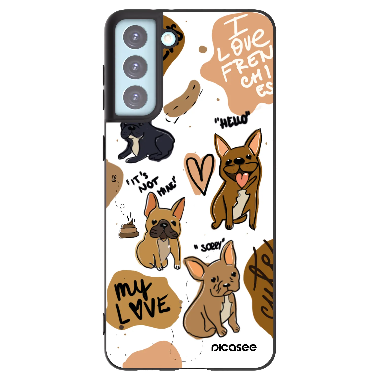 Picasee silikonový černý obal pro Samsung Galaxy S21+ 5G G996F - Frenchies