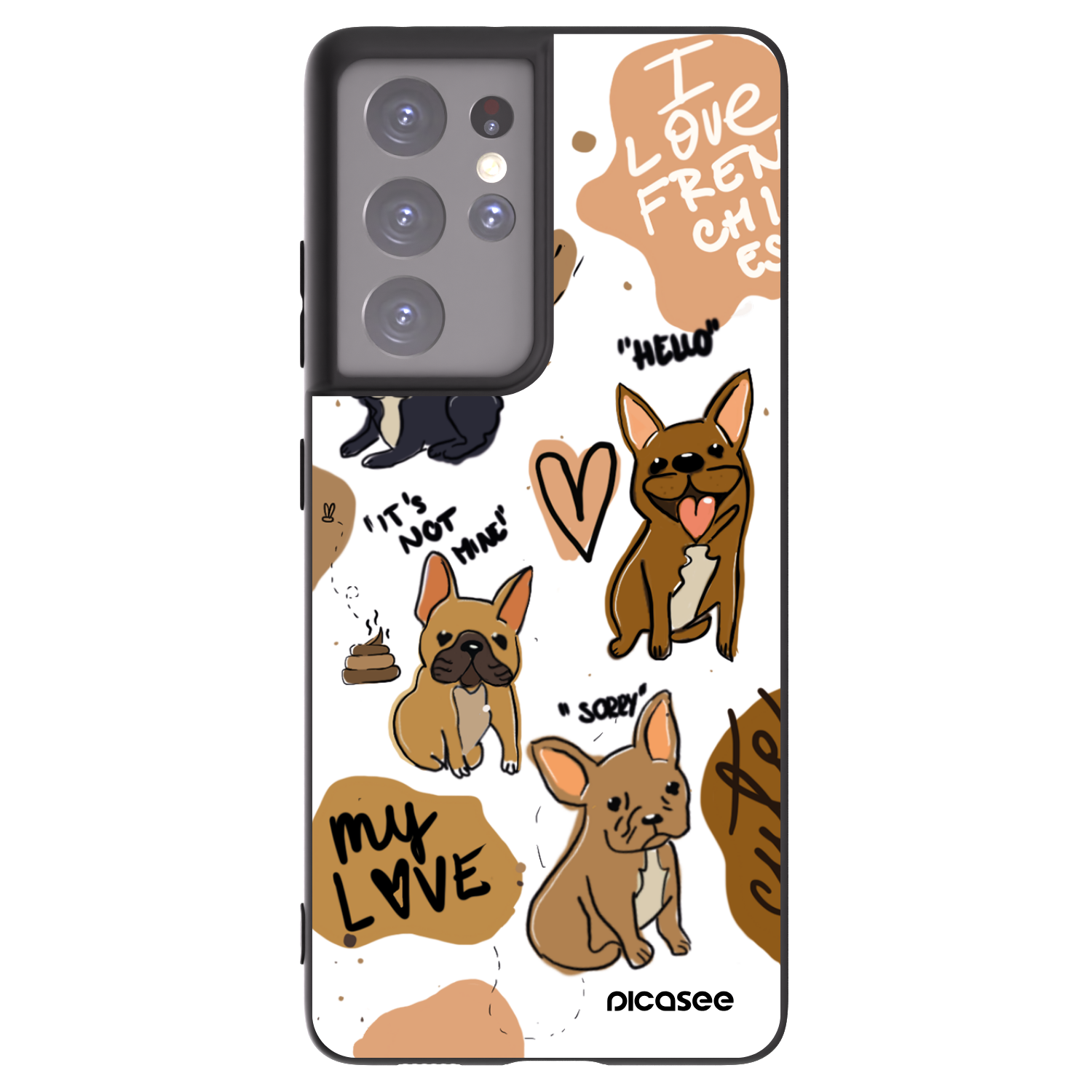 Picasee silikonový černý obal pro Samsung Galaxy S21 Ultra 5G G998B - Frenchies