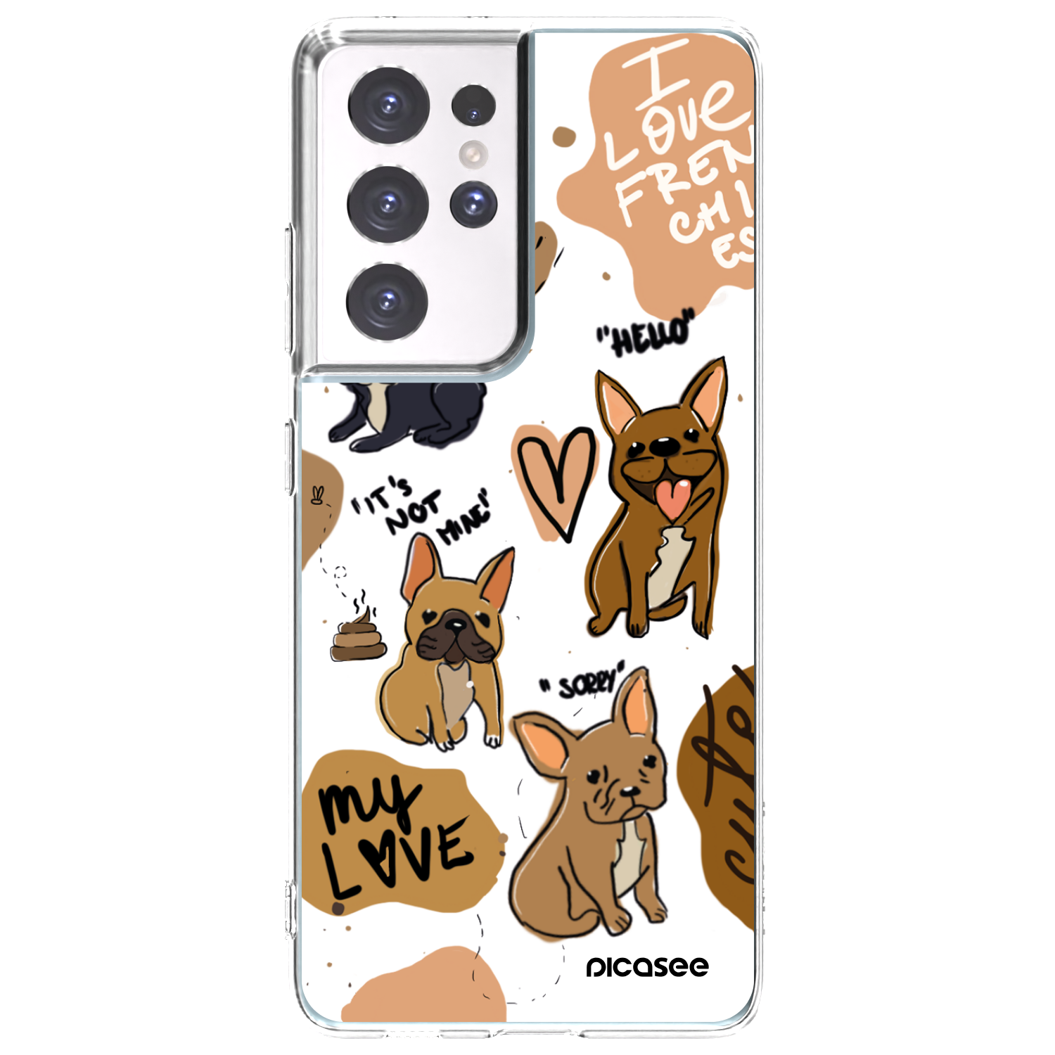 Picasee silikonový průhledný obal pro Samsung Galaxy S21 Ultra 5G G998B - Frenchies