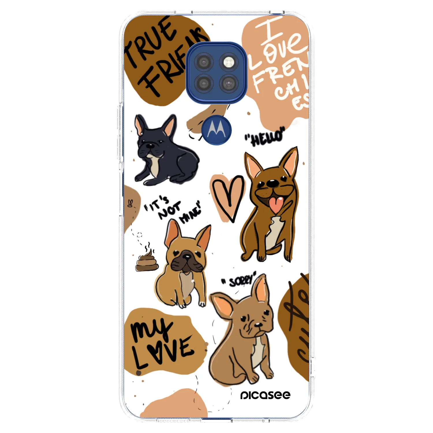 Picasee silikonový průhledný obal pro Motorola Moto G9 Play - Frenchies