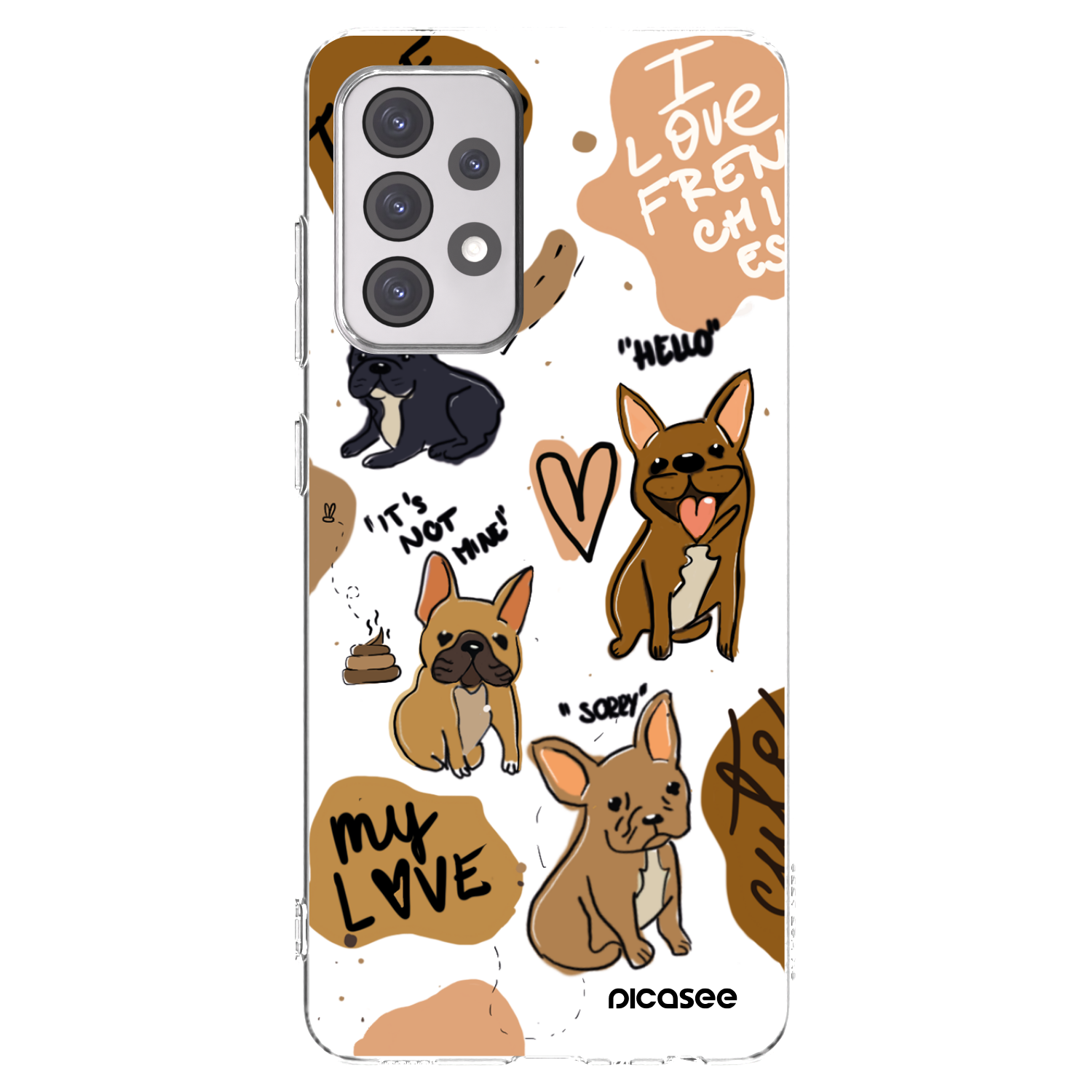 Picasee silikonový průhledný obal pro Samsung Galaxy A52 5G A525F - Frenchies