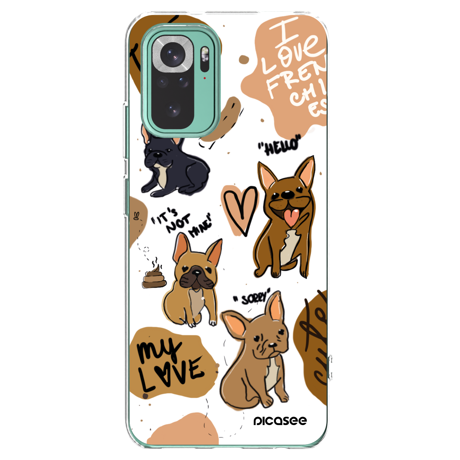 Picasee silikonový průhledný obal pro Xiaomi Redmi Note 10 Pro - Frenchies