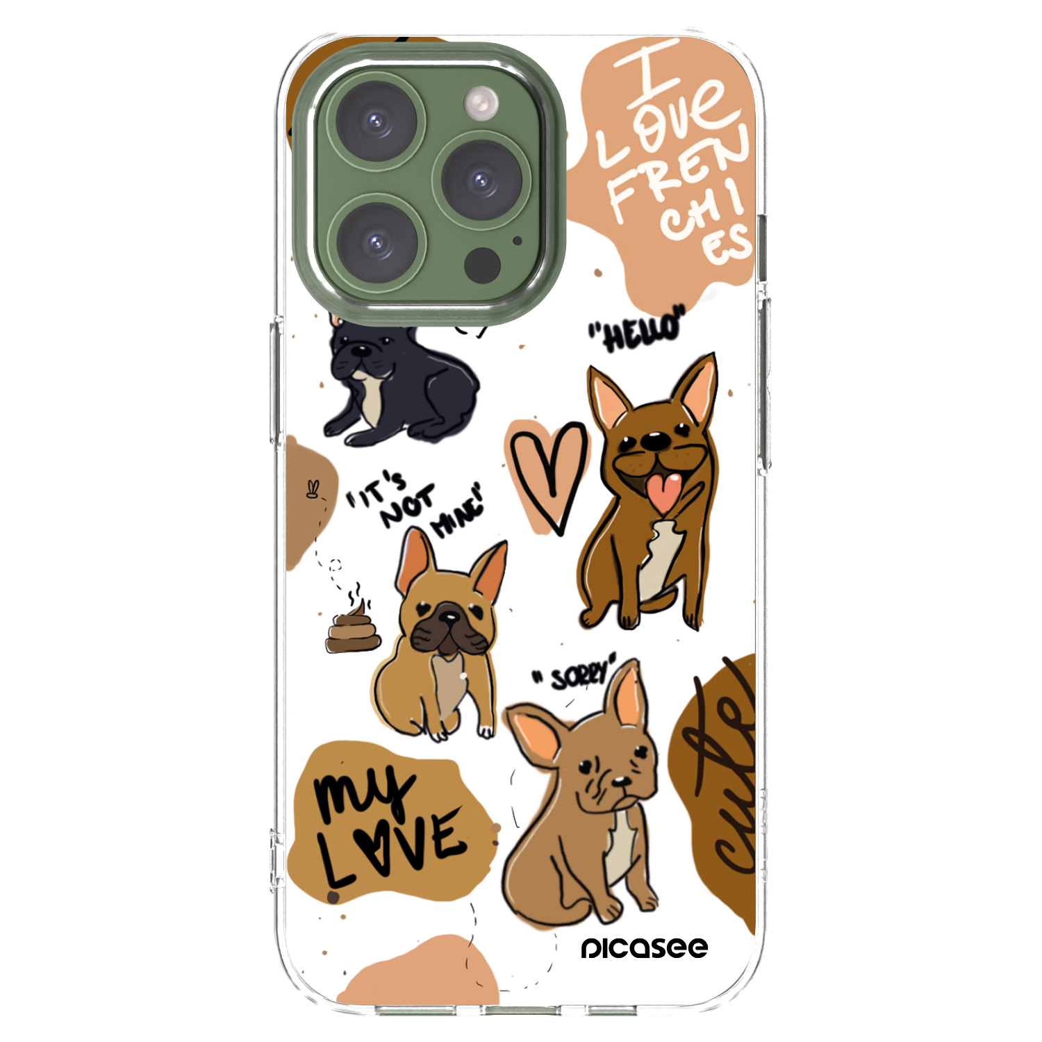 Picasee silikonový průhledný obal pro Apple iPhone 13 Pro - Frenchies
