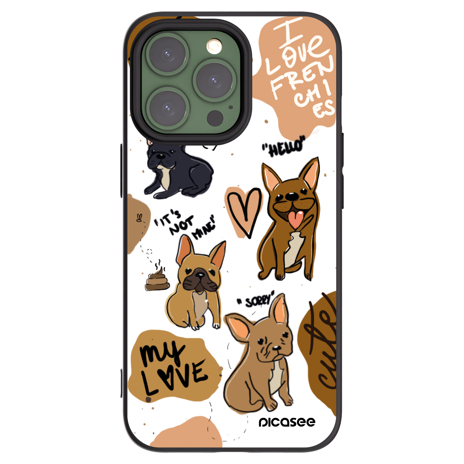 Picasee silikonový černý obal pro Apple iPhone 13 Pro - Frenchies