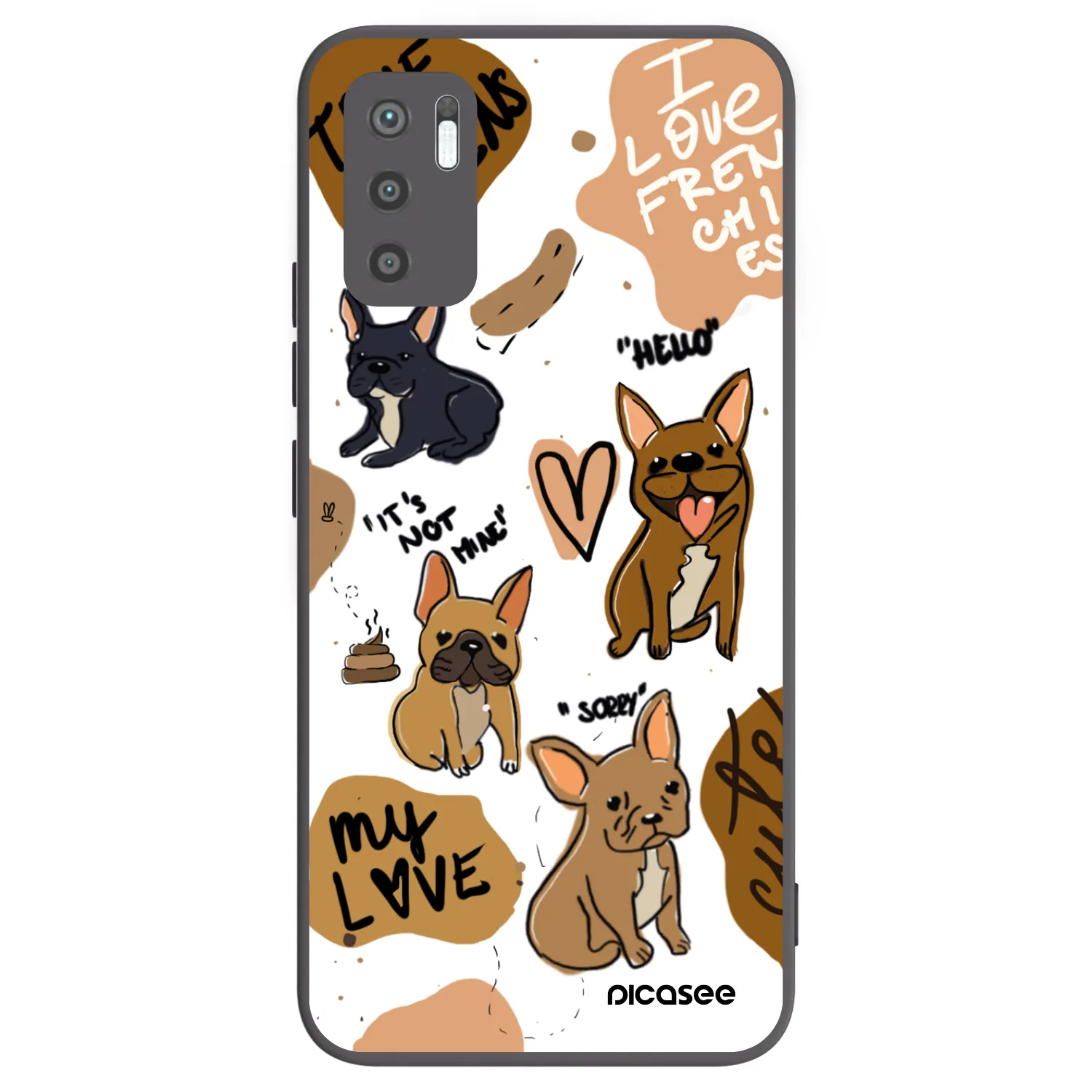 Picasee silikonový černý obal pro Xiaomi Redmi Note 10 5G - Frenchies