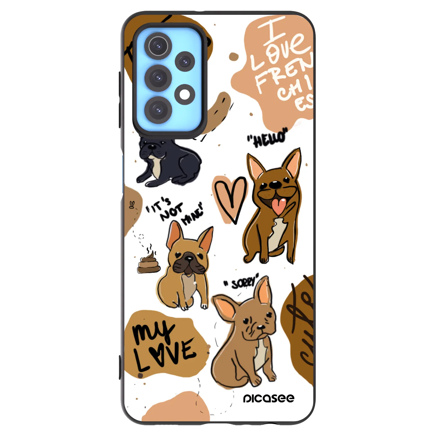 Picasee silikonový černý obal pro Samsung Galaxy A32 4G SM-A325F - Frenchies